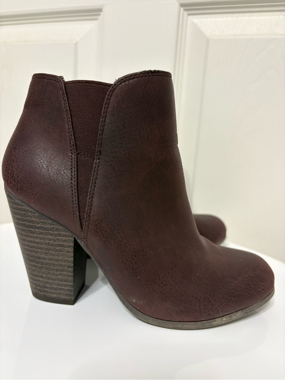 Fergalicious Women's Dark Brown Stacked Heel Ankle Booties